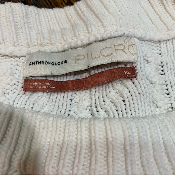 Anthropologie Jasmin Pilcro white cableknit sweater, XL Anthro Letterpress - Picture 13 of 15